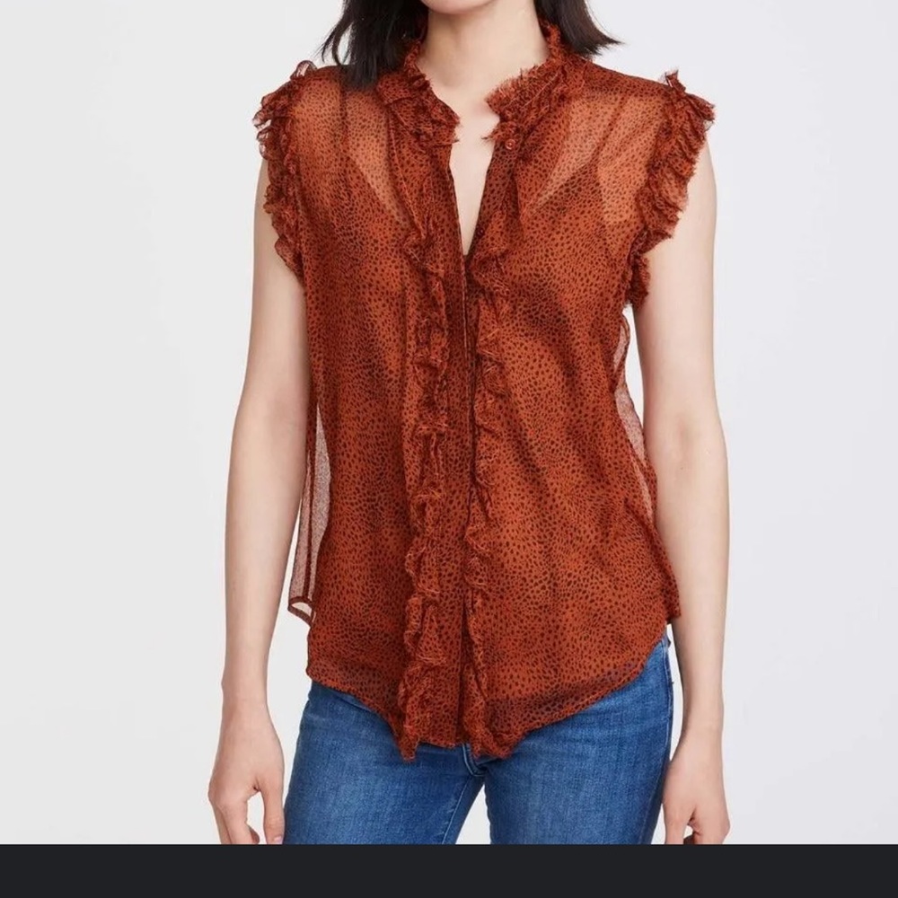 7 for all Mankind-SLEEVELESS RUFFLE TOP - Picture 4 of 8